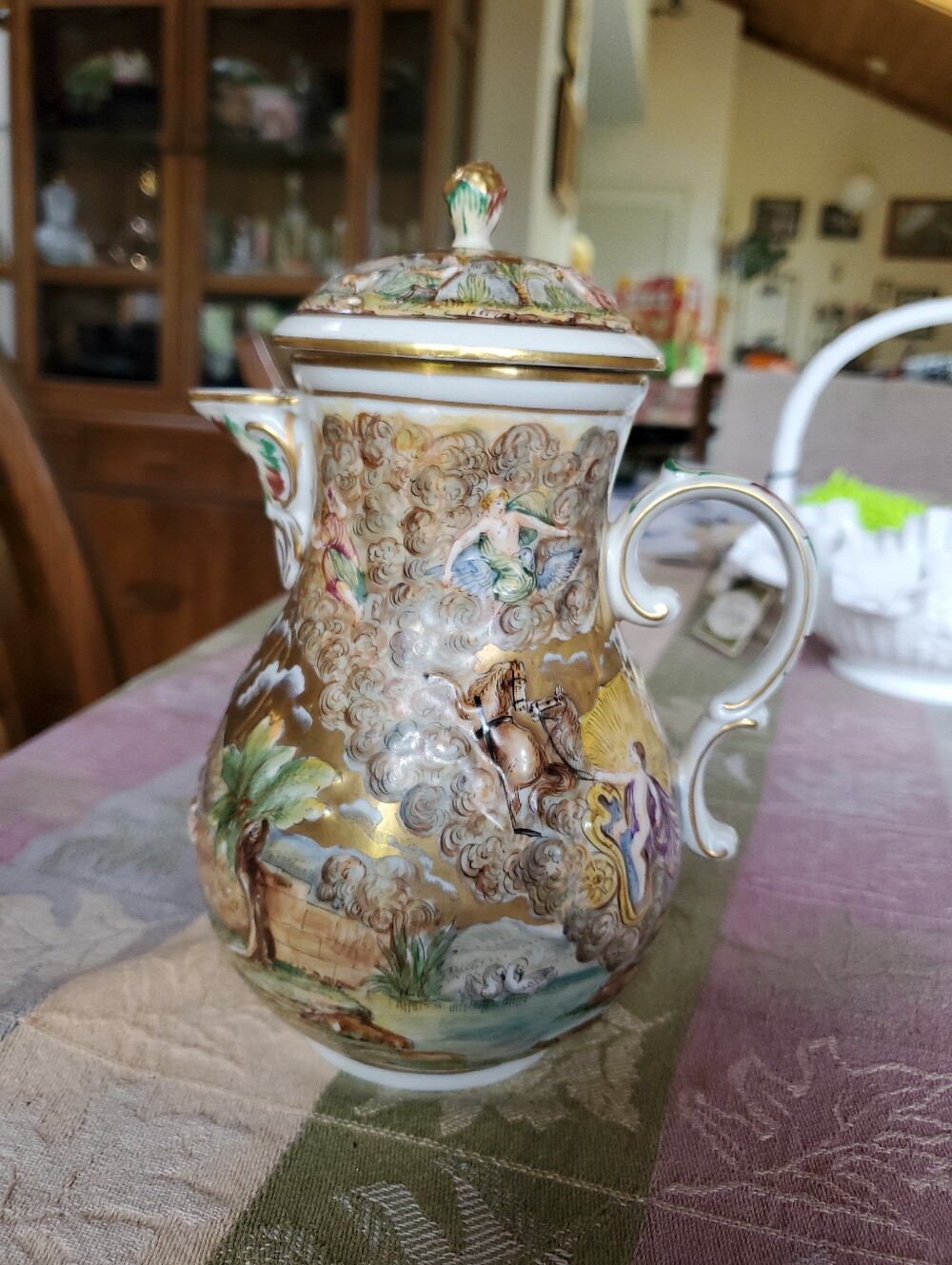 Vintage Capodimonte Pitcher Teapot Cherubs Minty